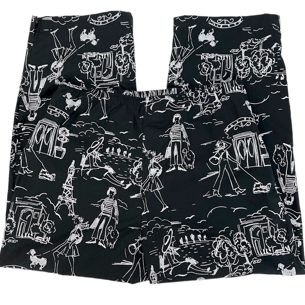 Vintage Coldwater Creek Art to Wear Poplin Cropped Pants 12 Parisian Novelty